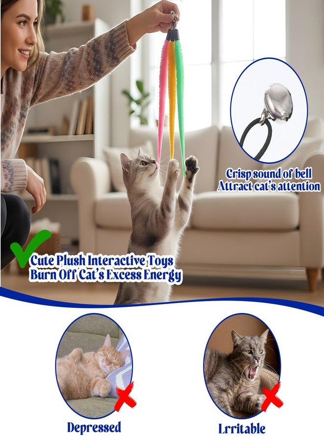 KFHENSOMR 10Pcs Cat Worm Toy Cats Wand Accessories Interactive Cat Wand Attachments Replacements Worms and 1Pcs String for Cats Fishing Pole Assorted Worm Kitten Refill for Indoor Kitten - Image 4